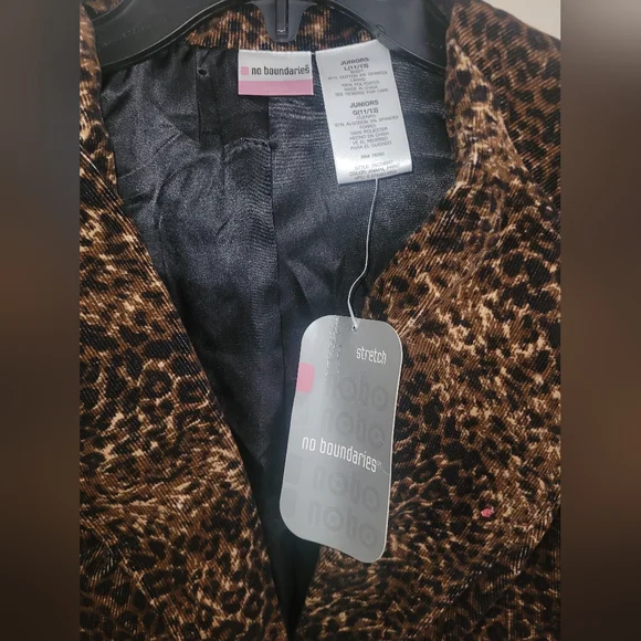 No Boundaries Vintage Y2K Curduroy Cheetah Print Blazer NWT 2005 Size L - Picture 4 of 7